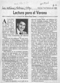 Lectura para el verano  [artículo] Antonio Rojas Gómez.