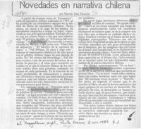 Novedades en narrativa chilena  [artículo] Ramón Díaz Eterovic.