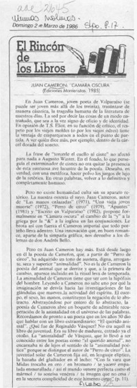 Juan Cameron, "Cámara oscura"