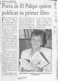 Poeta de El Palqui quiere publicar su primer libro  [artículo]
