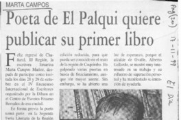 Poeta de El Palqui quiere publicar su primer libro  [artículo]
