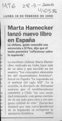 Marta Harnecker lanzó nuevo libro en España  [artículo]