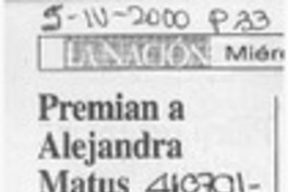 Premian a Alejandra Matus  [artículo]