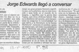 Jorge Edwards llegó a conversar  [artículo] C. L. B.