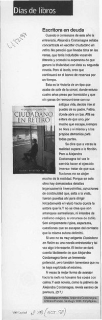 Escritora en deuda  [artículo] D. T.