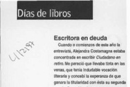 Escritora en deuda  [artículo] D. T.