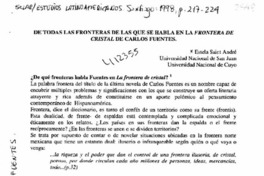 De todas las fronteras de las que se habla en La Frontera de Cristal de Carlos Fuentes  [artículo] Estela Saint André