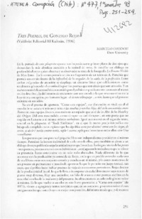 Tres poemas, de Gonzalo Rojas  [artículo] Marcelo Coddou