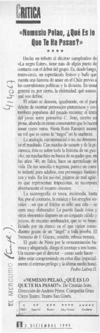 "Nemesio Pelao, ¿Qué es lo que te ha pasao"  [artículo] Pedro Labra H.