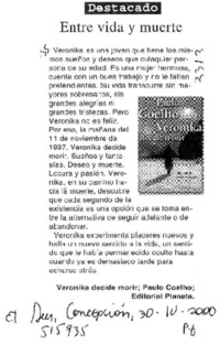 Entre vida y muerte  [artículo]