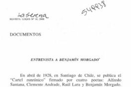 Entrevista a Benjamín Morgado  [artículo] Sergio Vergara Alarcón