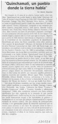 "Quinchamalí, un pueblo donde la tierra habla"  [artículo] Ramón Riquelme