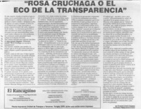 "Rosa Cruchaga o el eco de la transparencia"  [artículo] Ernesto Livacic Gazzano