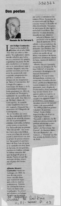 Dos poetas  [artículo] Hernán de la Carrera C.