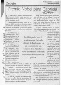 Premio Nobel para Gabriela  [artículo] Hernán Maturana Alarcón