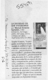 La Sociedad en que vivi(remos)  [artículo]