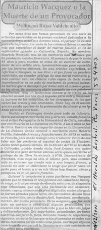 Mauricio Wacquez, la muerte de un provocador  [artículo] Wellington Rojas Valdebenito