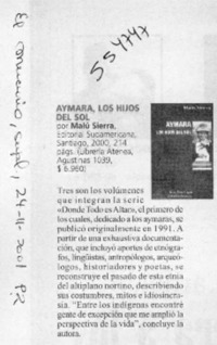 Aymara, los hijos del sol  [artículo]