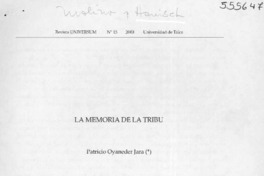 La Memoria de la tribu  [artículo] Patricio Oyaneder Jara