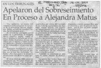 Apelaron del sobreseimiento en proceso a Alejandra Matus  [artículo]