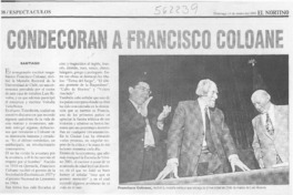 Condecoran a Francisco Coloane  [artículo]