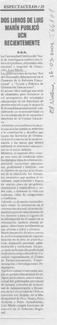 Dos libros de Luis Marín publicó UCN recientemente+  [artículo]
