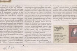 Para leer a Nicanor Parra  [artículo] Mario Valdovinos