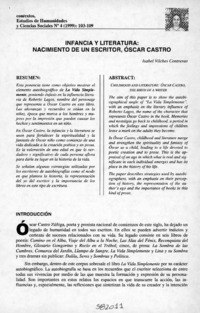 Infancia y literatura: nacimiento de un escritor, Óscar Castro  [artículo] Isabel Vilches Contreras