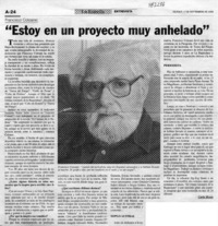 "Estoy en un proyecto muy anhelado"  [artículo] Carla Mosso