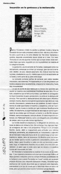 Incursión en lo grotesco y la melancolía  [artículo] Patricia Espinosa