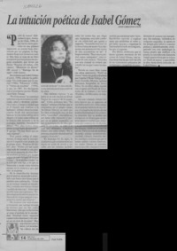 La intuición poética de Isabel Gómez  [artículo] José Christian, Páez