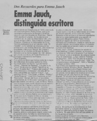 Emma Jauch, distinguida escritora  [artículo] José Arraño Acevedo