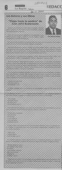 "Viajes hacia la sombra" de Juan Jofré Bustamante  [artículo] Matías Rafide Batarce