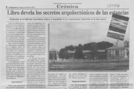 Libro devela los secretos arquitectónicos de las estancias  [artículo]