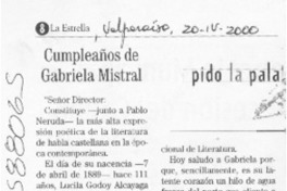 Homenaje a Gabriela Mistral  [artículo] Hebe Morales Aguila