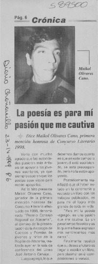 La poesía es para mí pasión que me cautiva  [artículo]