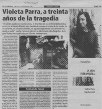 Violeta Parra, a treinta años de la tragedia  [artículo]