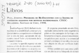 Programa de Re-Encuentro con la Iglesia de católicos alejados por motivos matrimoniales  [artículo] Fernando Vives