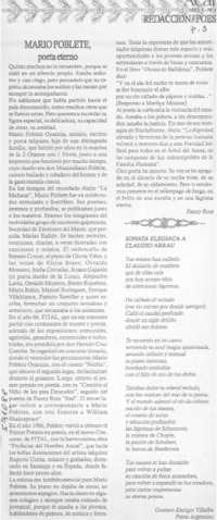 Mario Poblete, poeta eterno  [artículo] Fanny Ross