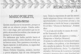 Mario Poblete, poeta eterno  [artículo] Fanny Ross