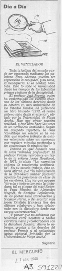 El ventilador  [artículo] Sagitario