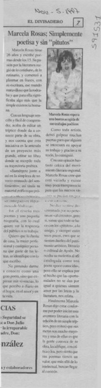 Marcela Rosas, simplemente poetisa y sin "pitutos"  [artículo]