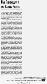 Una radiografía a Las barras bravas  [artículo] Ricardo Vergara