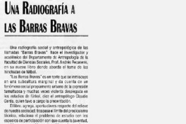 Una radiografía a Las barras bravas  [artículo] Ricardo Vergara