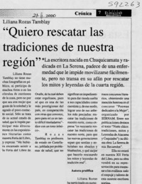 "Quiero rescatar las tradiciones de nuestra región"  [artículo]
