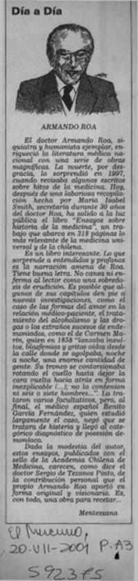 Armando Roa  [artículo] Mentessana