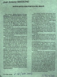 Nueva antología poética del Maule  [artículo] Juan Antonio Massone