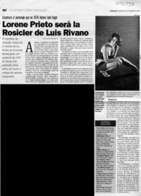Lorene Prieto será la Rosicler de Luis Rivano  [artículo] Leopoldo Pulgar I.