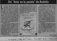 Del "Estar en la poesía" de Redolés  [artículo] Tito Valenzuela