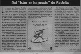 Del "Estar en la poesía" de Redolés  [artículo] Tito Valenzuela